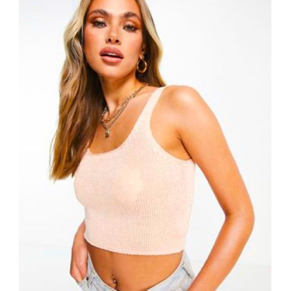 ASOS Peach Ribbed Cropped Tank